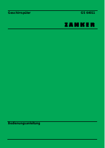 Bedienungsanleitung Zanker GS64011 Geschirrspüler