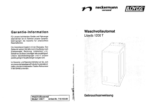 Bedienungsanleitung Lloyds 1200 T Waschmaschine
