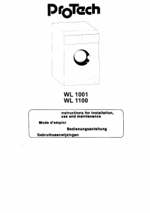 Bruksanvisning Protech WL 1100 Tvättmaskin