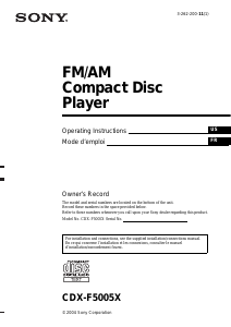 Bruksanvisning Sony CDX-F5005X Bilradio