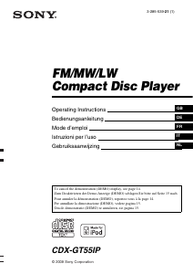Manual Sony CDX-GT55IP Car Radio