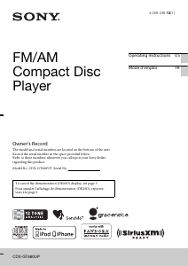 Mode d’emploi Sony CDX-GT660UP Autoradio