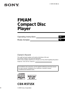 Mode d’emploi Sony CDX-R5715X Autoradio