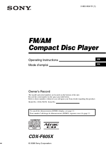Bruksanvisning Sony CDX-F605X Bilradio