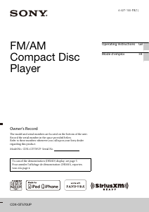Mode d’emploi Sony CDX-GT570UP Autoradio