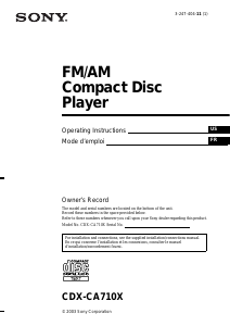 Mode d’emploi Sony CDX-CA710X Autoradio