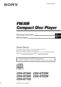 Mode d’emploi Sony CDX-GT22W Autoradio