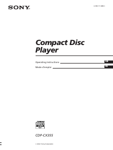 Mode d’emploi Sony CDP-CX355 Lecteur CD