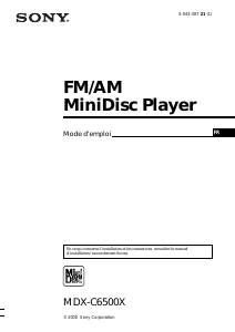 Mode d’emploi Sony MDX-C6500X Autoradio