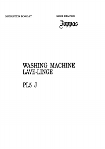 Mode d’emploi Zoppas PL5J Lave-linge