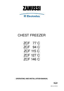 Bruksanvisning Zanussi-Electrolux ZCF115C Frys