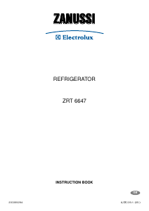 Bruksanvisning Zanussi-Electrolux ZRT6647 Kylskåp
