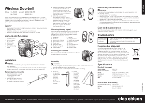 Bruksanvisning Clas Ohlson 98202 Dörrklocka