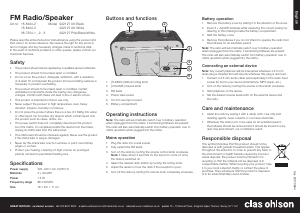 Handleiding Clas Ohlson 922127 Luidspreker