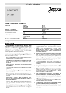 Manuale Zoppas P42C Lavatrice