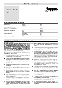 Manuale Zoppas P42 Lavatrice