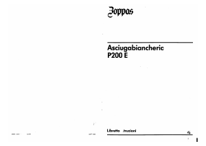 Manuale Zoppas P200E Asciugatrice