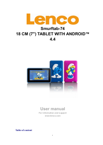 Bruksanvisning Lenco Smurftab-74 Tablet