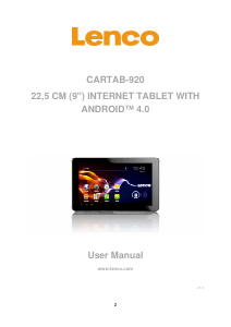 Bruksanvisning Lenco Cartab-920 Tablet