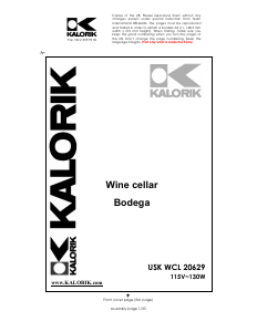 Bruksanvisning Kalorik WCL-20629 Vinkyl
