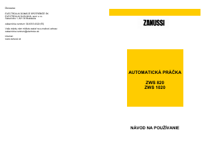 Návod Zanussi ZWS 1020 Práčka