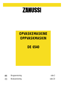 Brugsanvisning Zanussi DE6540 Opvaskemaskine