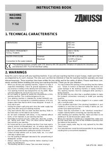 Handleiding Zanussi T732 Wasmachine