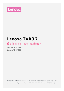 Mode d’emploi Lenovo TB3-730X TAB3 7 Tablette