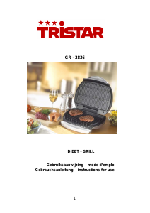 Manual Tristar GR-2836 Grelhador de contacto