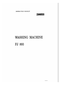 Bruksanvisning Zanussi FJ 893 Tvättmaskin