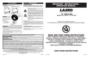 Manual de uso Lasko 2017 Ventilador