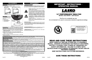 Manual de uso Lasko 2027 Performance Ventilador