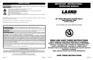 Manual de uso Lasko 2265QM Ventilador