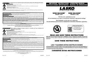 Manual de uso Lasko 3300 Wind Machine Ventilador