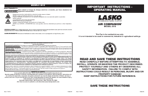 Bruksanvisning Lasko 3515 Air Companion Fläkt