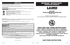 Bruksanvisning Lasko 4000 Air Stik Fläkt
