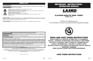 Manual de uso Lasko 4910 Wind Tower Ventilador