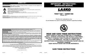 Bruksanvisning Lasko 4911 Twist-Top Fläkt