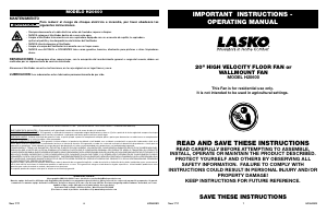 Manual de uso Lasko H20600 Ventilador