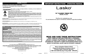 Manual de uso Lasko R12210 Classic Ventilador