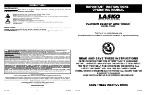 Manual de uso Lasko T14300 Wind Tower Ventilador