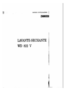 Mode d’emploi Zanussi WD822V2 Lave-linge séchant