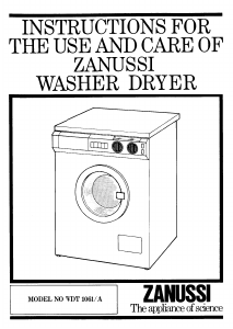 Bruksanvisning Zanussi WDT1061 Kombinerad tvätt-tork