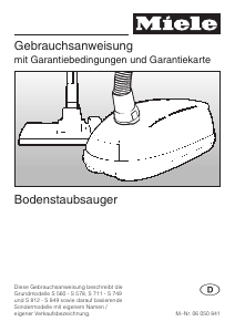 Bedienungsanleitung Miele S 828 Staubsauger