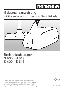 Bedienungsanleitung Miele S 626 Staubsauger
