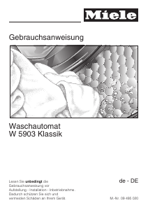 Bedienungsanleitung Miele W 5903 Klassik Waschmaschine