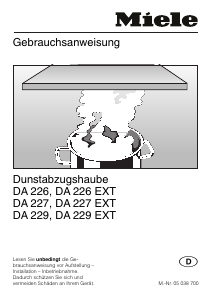 Bedienungsanleitung Miele DA 229 EXT Dunstabzugshaube