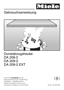 Bedienungsanleitung Miele DA 206-2 Dunstabzugshaube