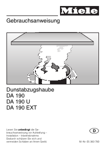Bedienungsanleitung Miele DA 190 U Dunstabzugshaube