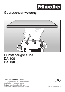 Bedienungsanleitung Miele DA 199 Dunstabzugshaube